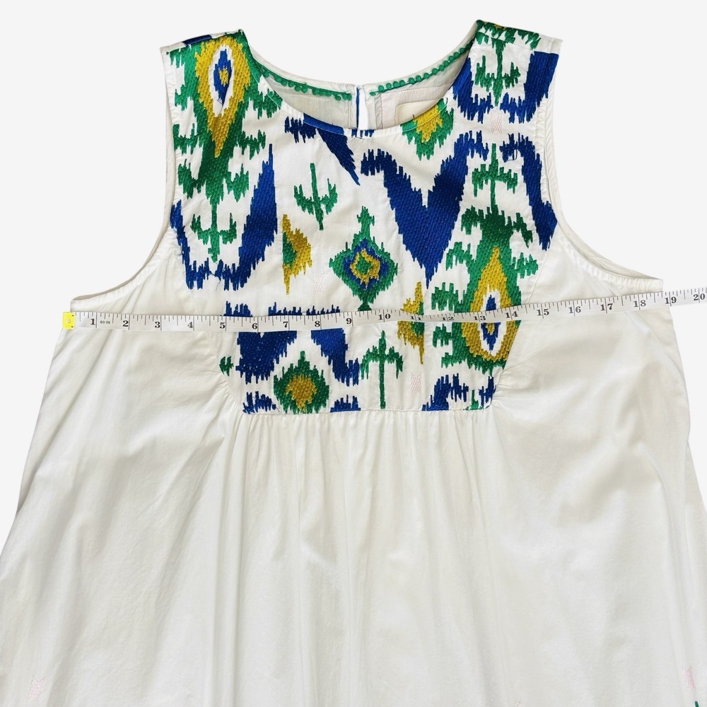 Anthropologie Vivienne Tunic White‎ Lined Dress Embroidered Detail Mini Medium - Picture 5 of 16